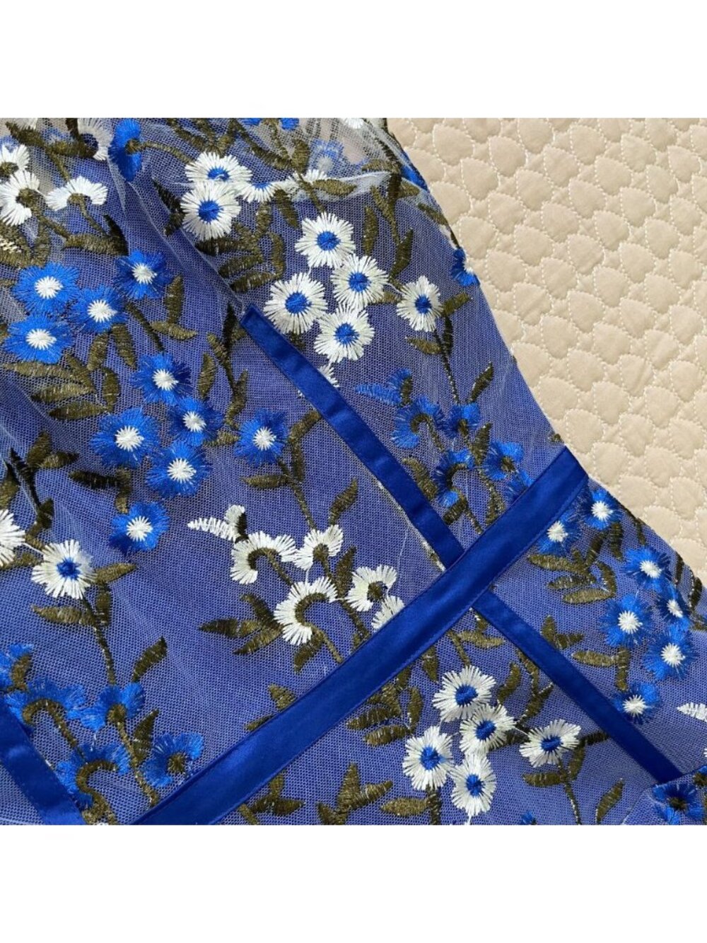 Bronx and Banco Blue Floral Embroidered Mini Dress - Picture 8 of 13